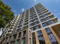 Close-up exterior photo of Hallam Towers