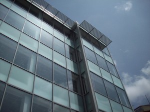 Adepa House, Accra, Ghana, West Africa featuring Senior’s SCW+ curtain walling and horizontal Brise Soleil from Aluminium Systems Ltd