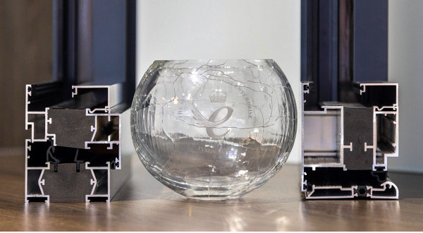 Close up photo of Kings Award glass trophy