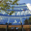 Exterior photo of a building with SF52 Curtain Wall